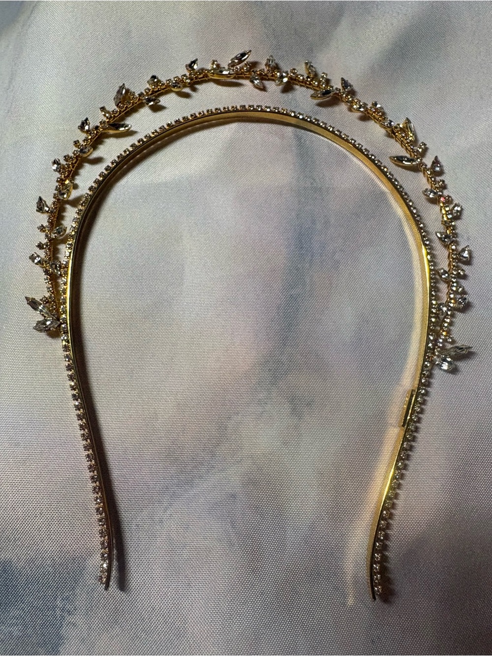 Lelet NY Gold Leaf Double Headband with Crystal Accents - Women's Hair Accessory